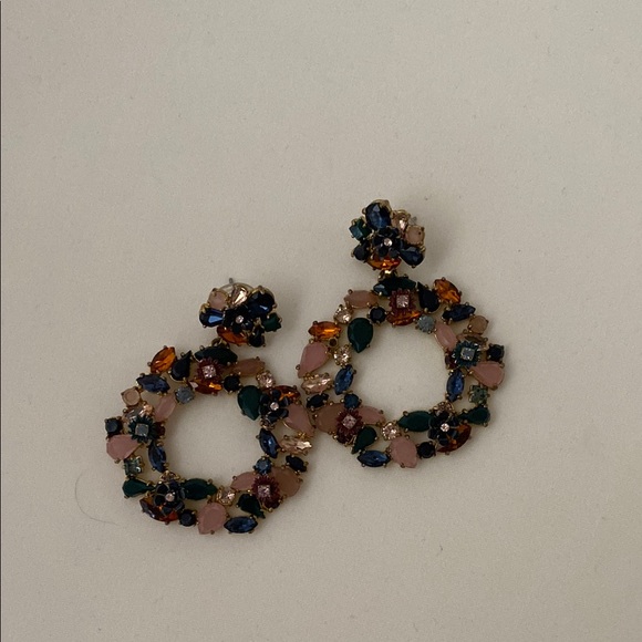 J. Crew Jewelry - J. Crew Multicolor Crystal Hoop Drop Earrings